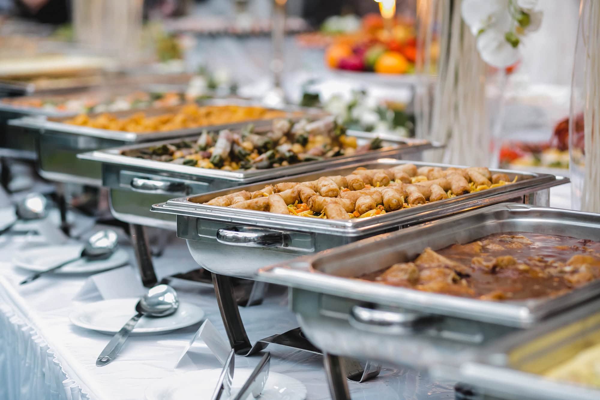 Full-service corporate buffet setup featuring seasonal ingredients and farm-to-table menus